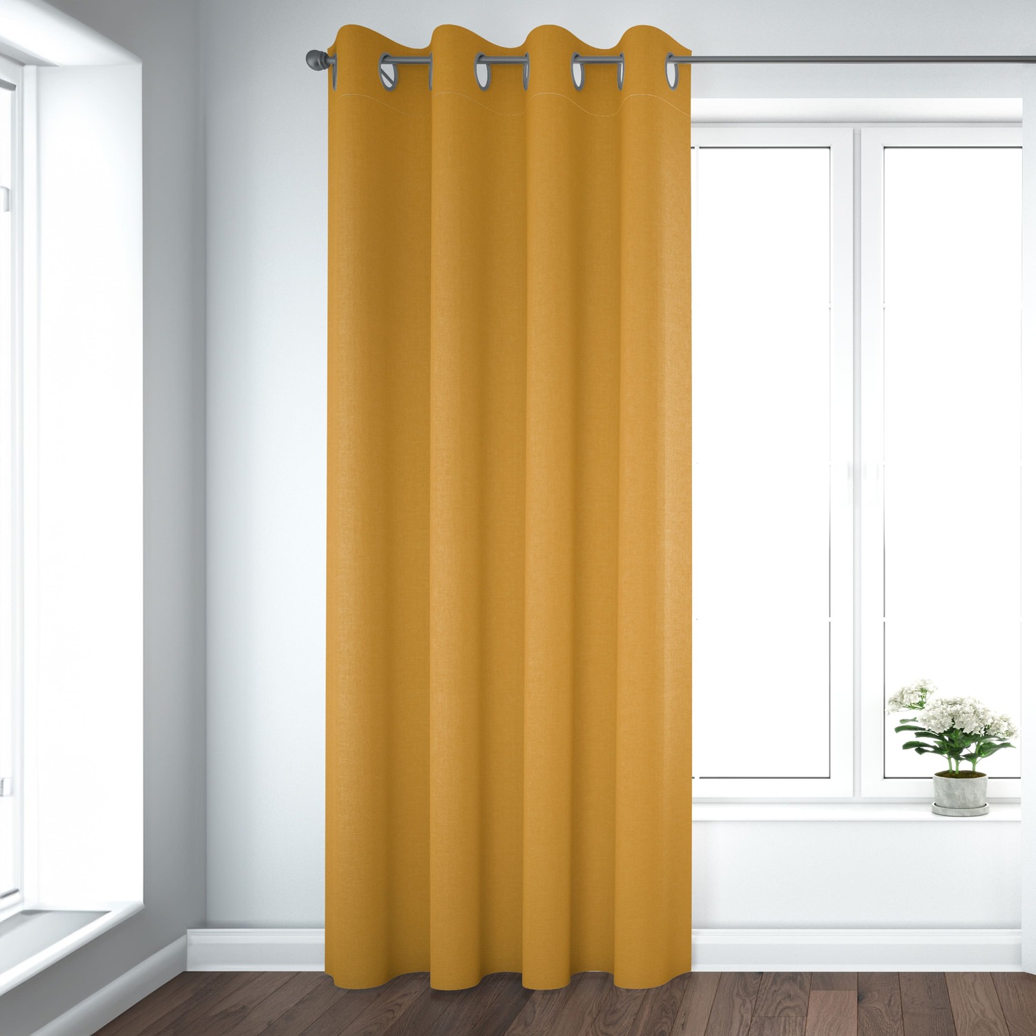 COTTON CURTAIN SOLID YELLOW 140X260 WITH EYELETS