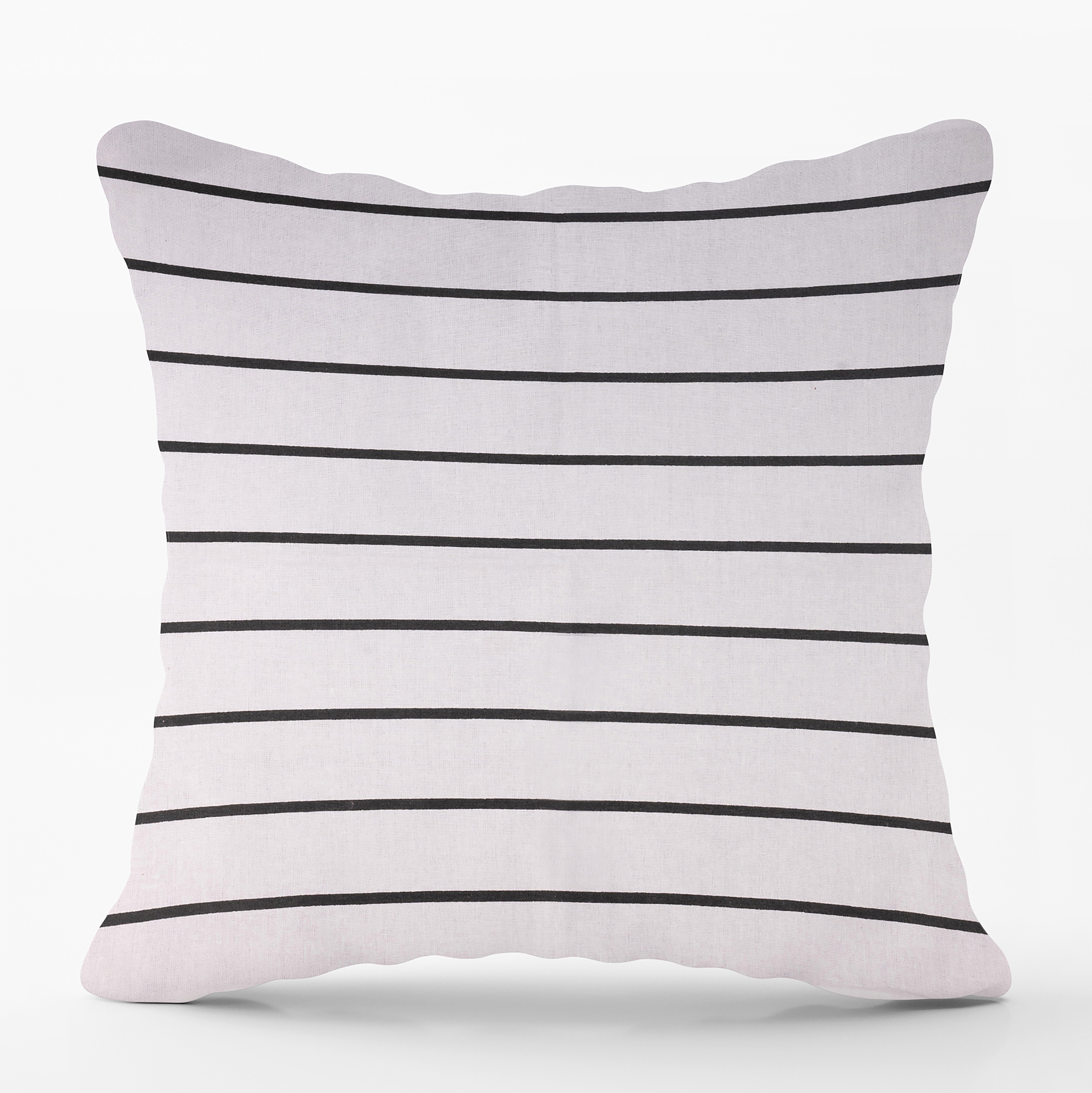  COTTON CUSHION 45Χ45 WHITE WITH THIN BLACK STRIPES ANA BLACK BACK SIDE