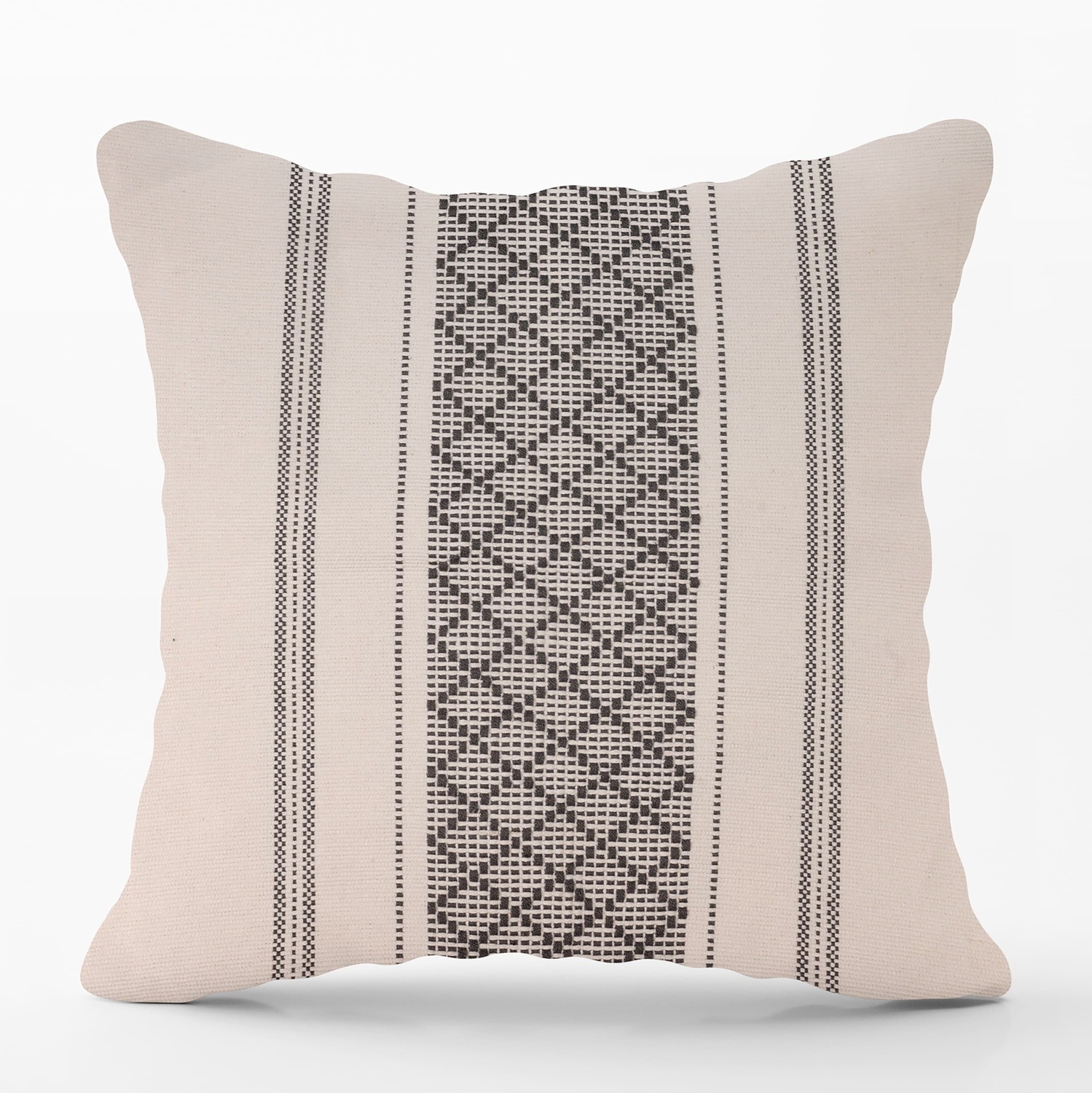  COTTON CUSHION 45Χ45 ECRU WITH GREY RHOMBUS