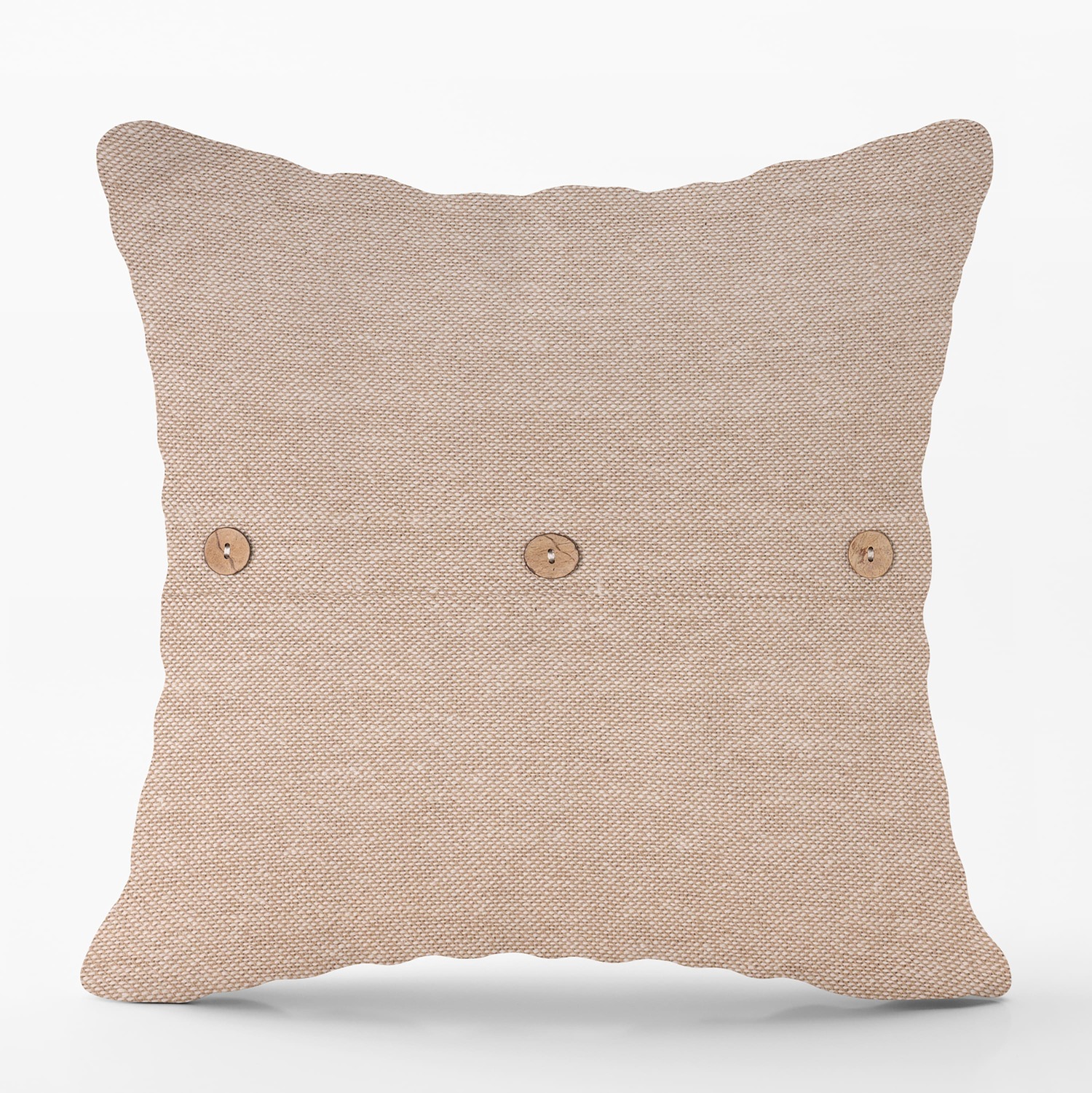  COTTON CUSHION 40Χ40 SOLID BEIGE WITH WOODEN BUTTONS