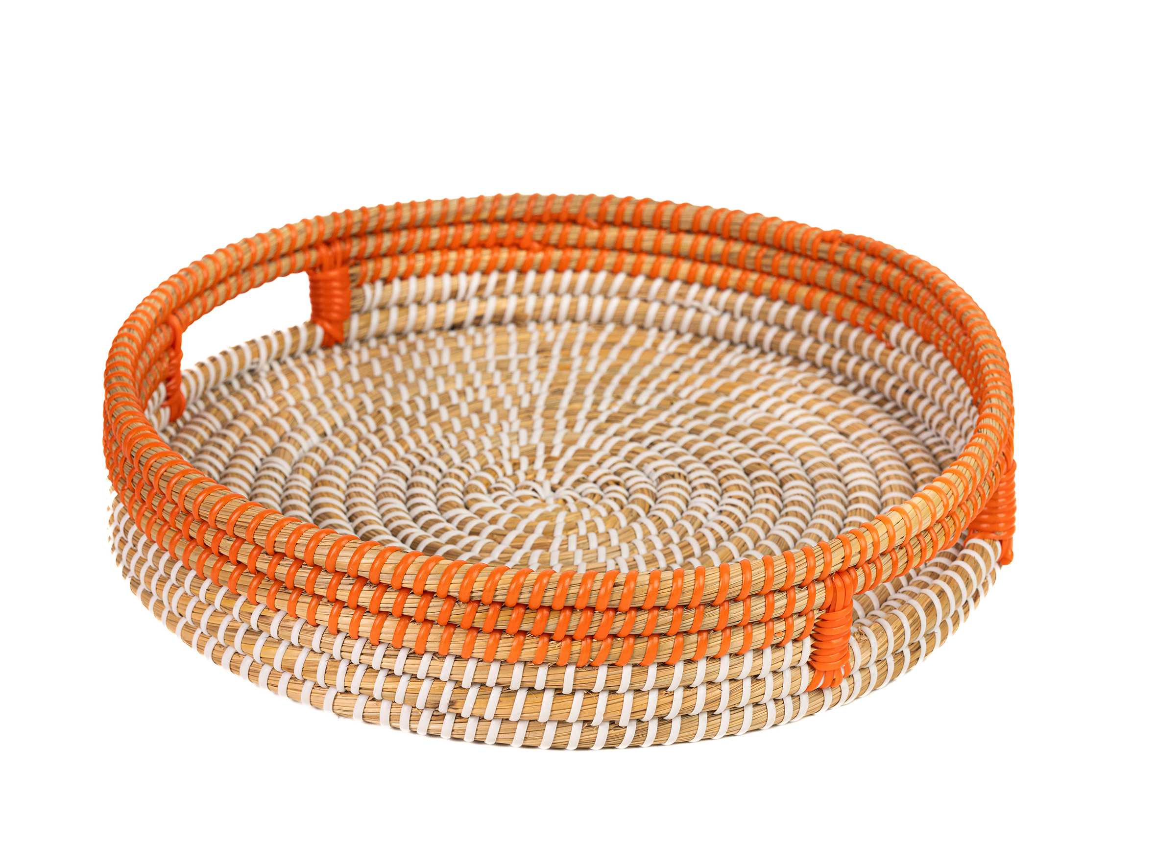 STRAW AND PLASTIC TRAY NATURAL&WHITE 30X6
