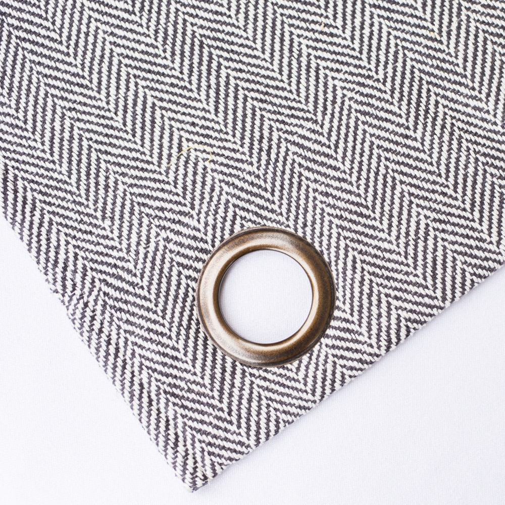 COTTON CURTAIN GREY HERRINGBONE  140Χ260 WITH EYELETS