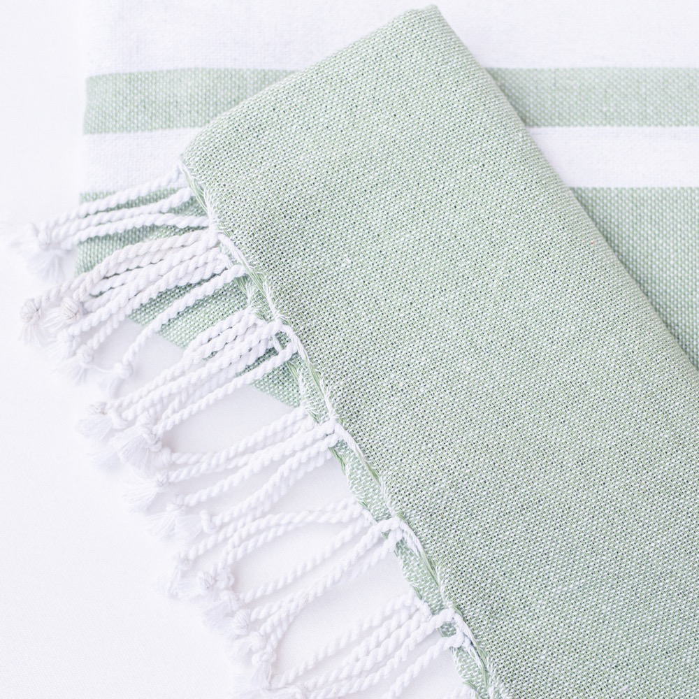 COTTON THROW MINT WITH STRIPE