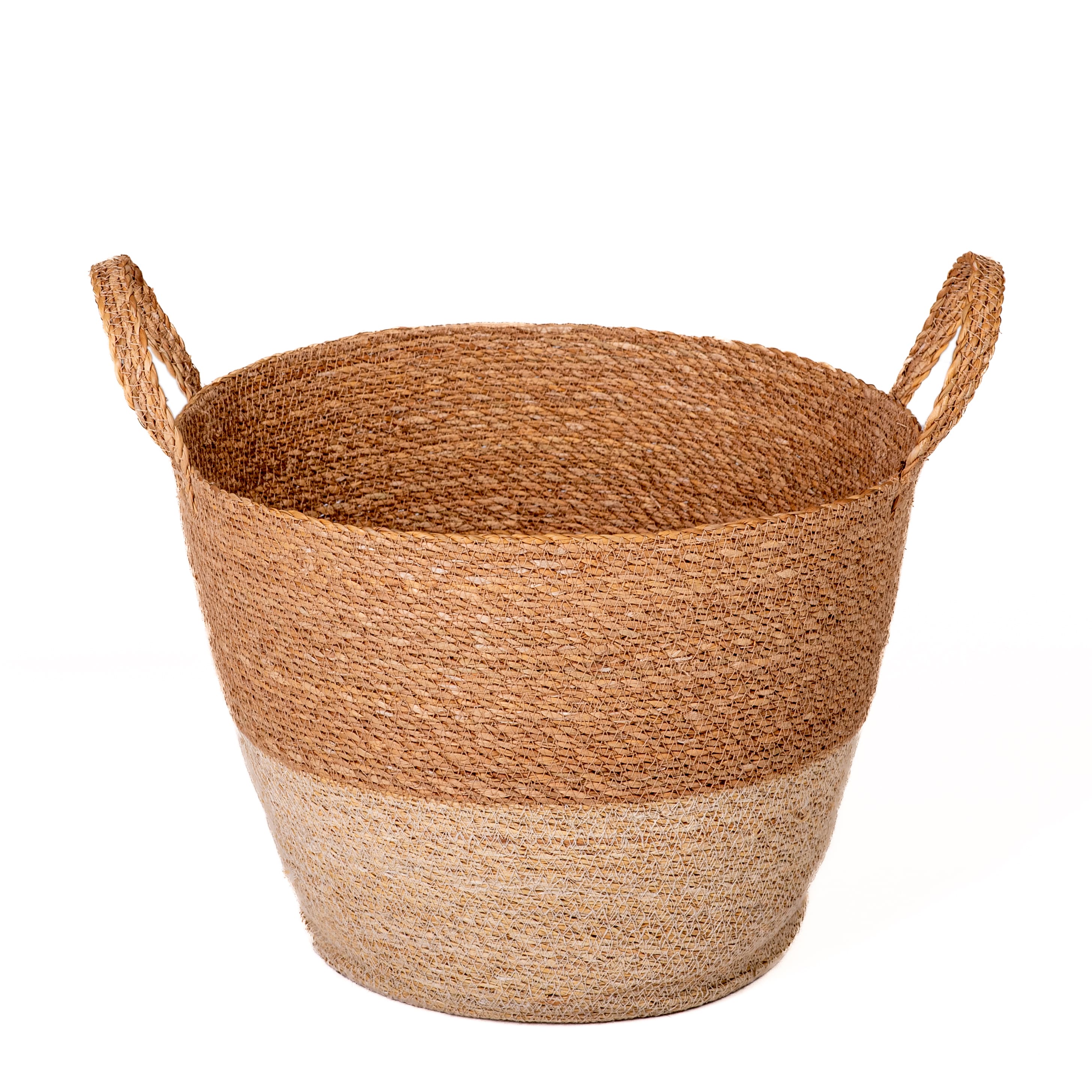 SEAGRASS BASKET NATURAL&BLEACH 38X38X30cm