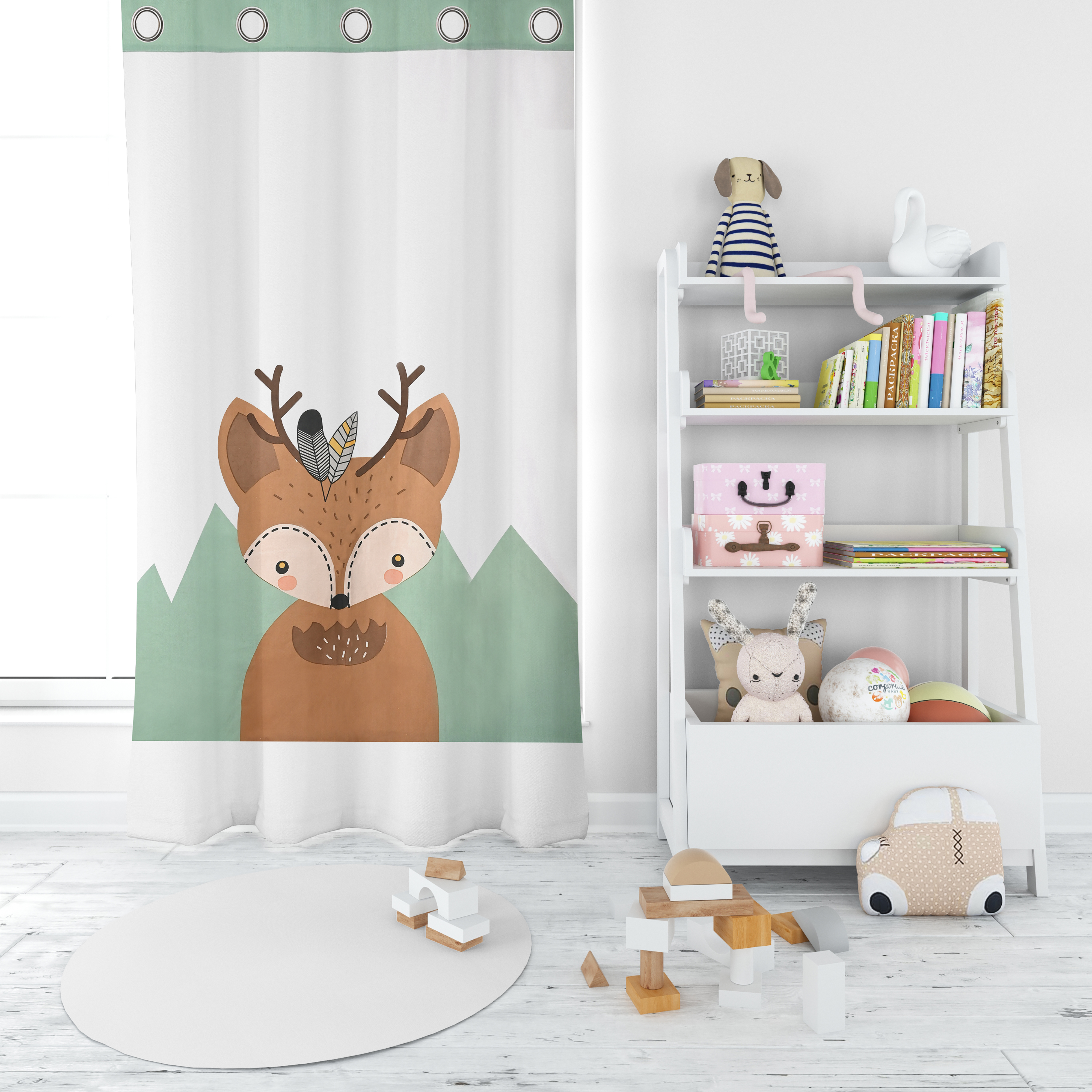  CHILDREN CURTAIN REINDEER  150X280 WITH EYELETS