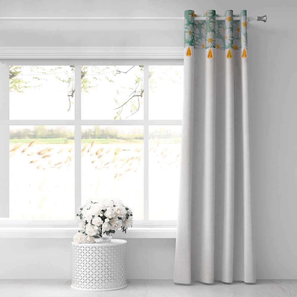 COTTON CURTAIN DAISY 140Χ260 WITH EYELETS