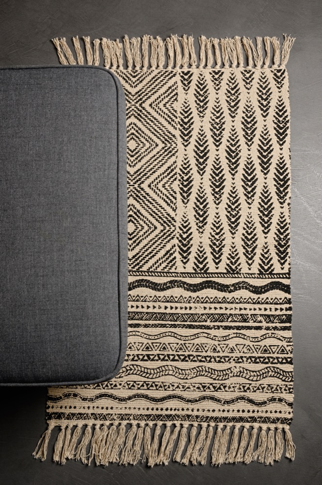 COTTON MAT TOTEM ECRU/BLACK 60X90