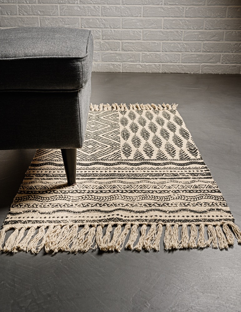COTTON MAT TOTEM ECRU/BLACK 60X90