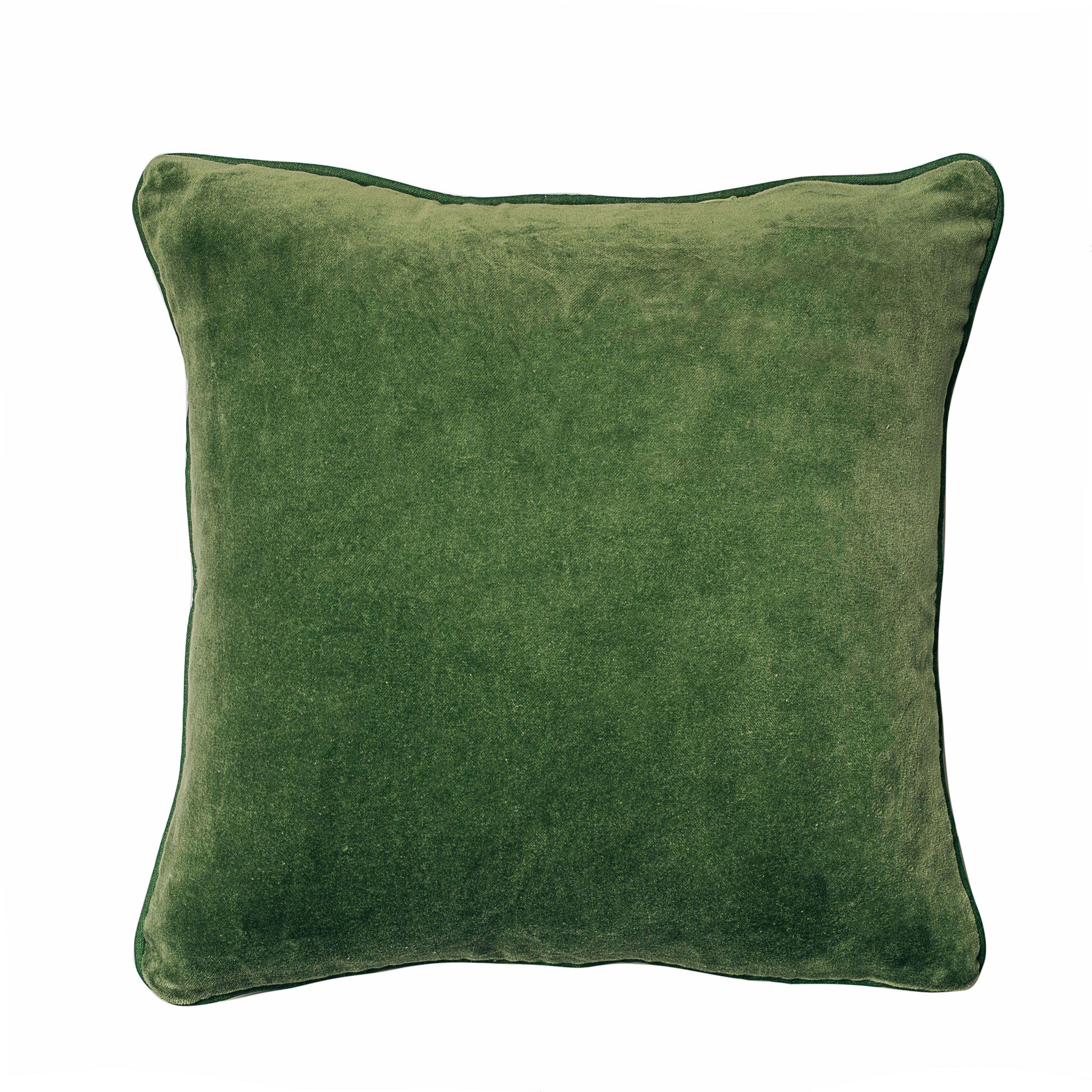 CUSHION ANTICHOKE GREEN VELVET WITH PIPING 40X40