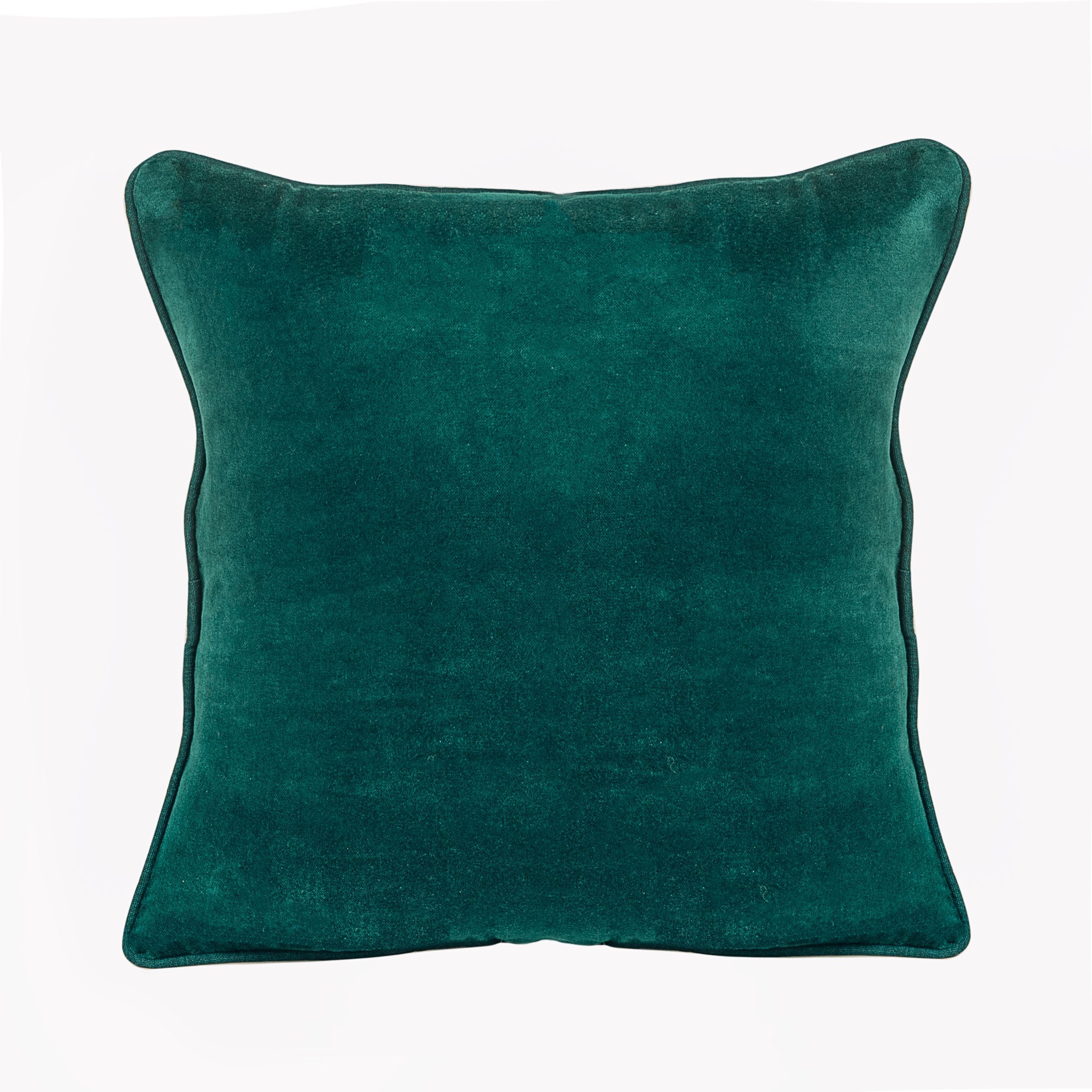 CUSHION PETROL VELVET WITH PIPING 40X40