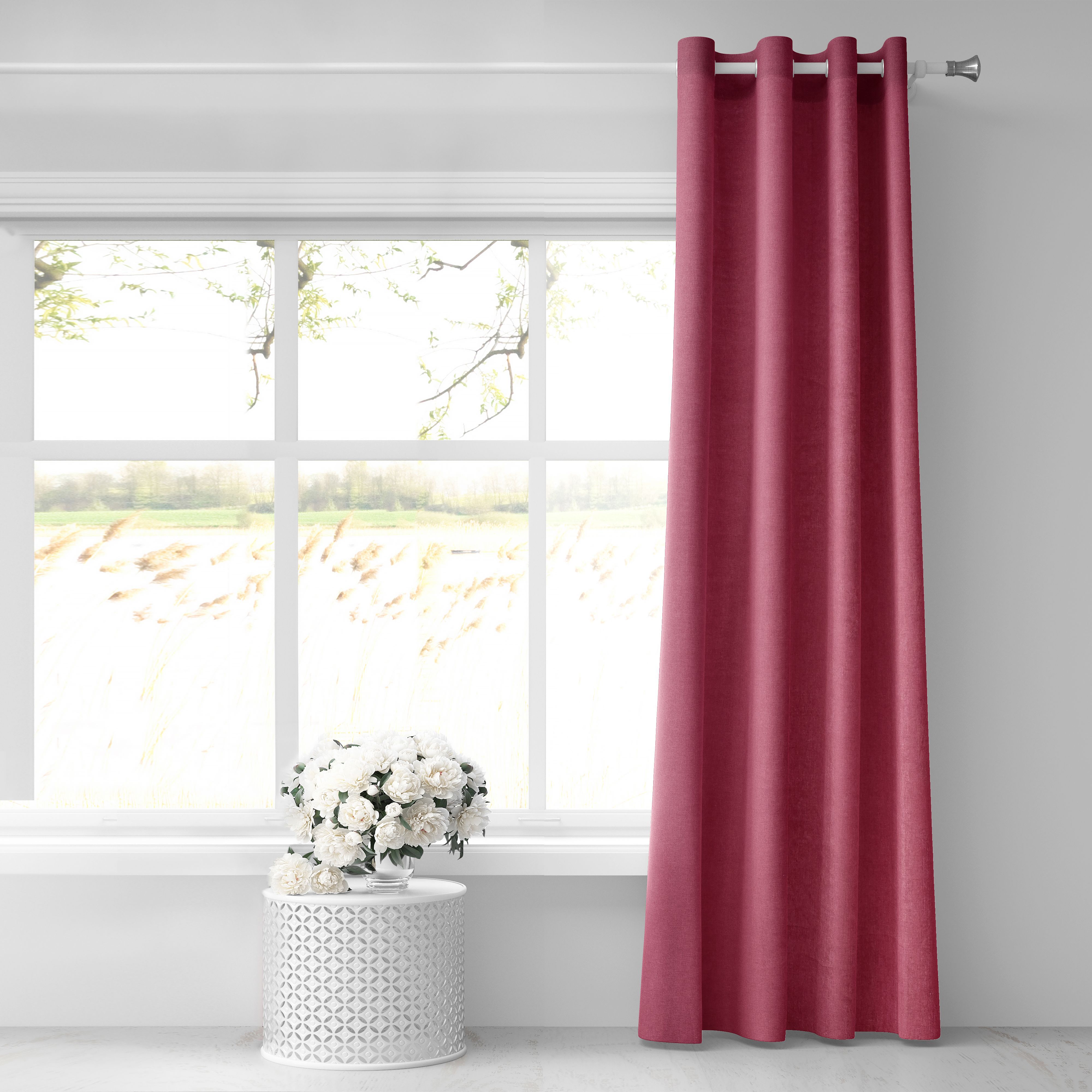 COTTON CURTAIN SOLID MARON 150Χ280 WITH EYELETS