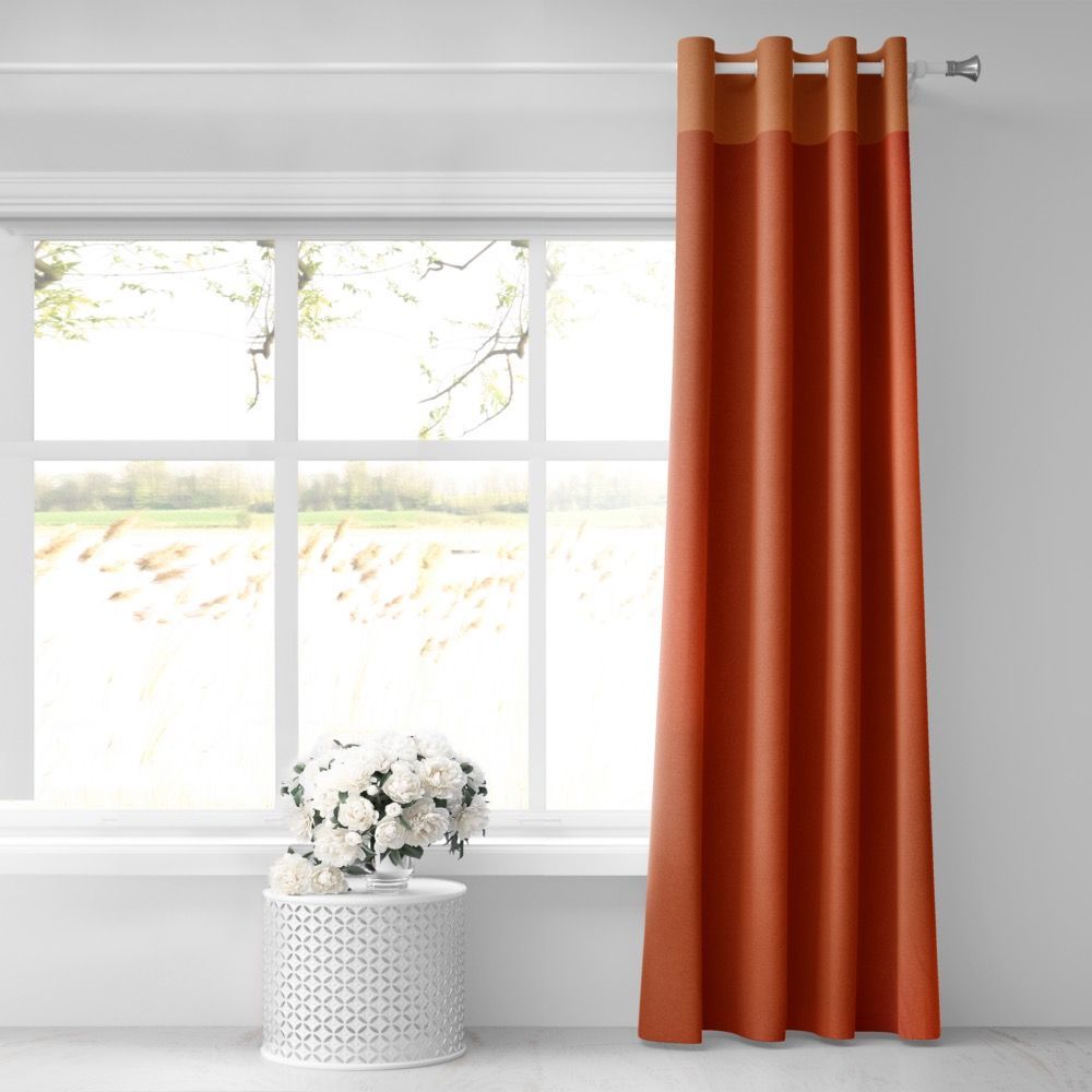 COTTON CURTAIN SOLID ORANGE 140Χ260 WITH EYELETS