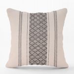  COTTON CUSHION 45Χ45 ECRU WITH GREY RHOMBUS