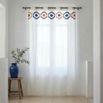 ΒΑΜΒΑΚΕΡΗ ΚΟΥΡΤΙΝΑ BOHO BLUE/CAMEL 140Χ270 ΜΕ ΤΡΟΥΚΣ