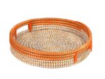STRAW AND PLASTIC TRAY NATURAL&WHITE 30X6