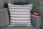  COTTON CUSHION 45x45 GREY WITH ECRU STRIPES