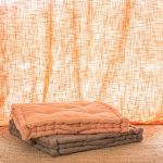 COTTON CURTAIN PEACH  WITH WEAVING DESIGN 140X260 WITH EYELETS