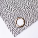 COTTON CURTAIN GREY HERRINGBONE  140Χ260 WITH EYELETS