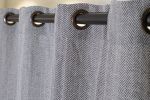 COTTON CURTAIN GREY HERRINGBONE  140Χ260 WITH EYELETS