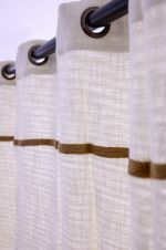 COTTON CURTAIN WHITE/JUTE 140Χ260 WITH EYELETS