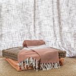 COTTON THROW TERRACOTTA WITH STRIPE