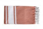 COTTON THROW TERRACOTTA WITH STRIPE