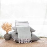 COTTON THROW MINT WITH STRIPE