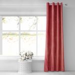 COTTON CURTAIN TERRACOTTA VELVET 135X280 BLACK EYELETS