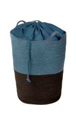 JUTE LAUNDRY BASKET BLUE-BLACK WITH BLUE FABRIC 40X55CM