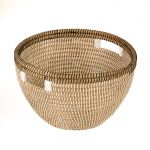  BASKET STRAW AND PLASTIC NATURAL&WHITE&BLACK  25X42X27cm