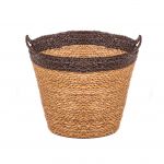 SEAGRASS BASKET NATURAL WITH TOP DARK GREY 28X19X22cm