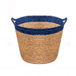 SEAGRASS BASKET NATURAL WITH TOP DARK GREY 28X19X22cm