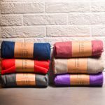 POLAR FLEECE TAUPE LEATHER DETAIL 120X180 SOFA BLANKET