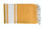 COTTON THROW MUSTARD WITH STRIPE