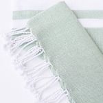 COTTON THROW MINT WITH STRIPE
