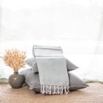 COTTON THROW MINT WITH STRIPE