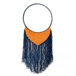 BLUE-ORANGE MACRAME WALL TAPESTRY 28X65