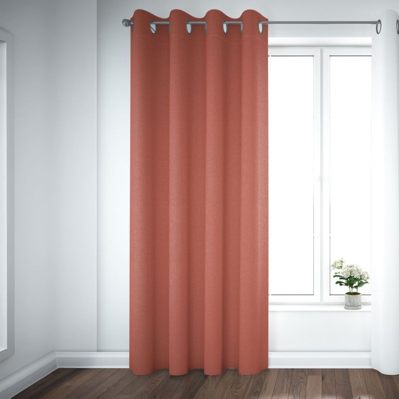 Φωτογραφία από COTTON CURTAIN SOLID TERRACOTTA 140X260 WITH EYELETS