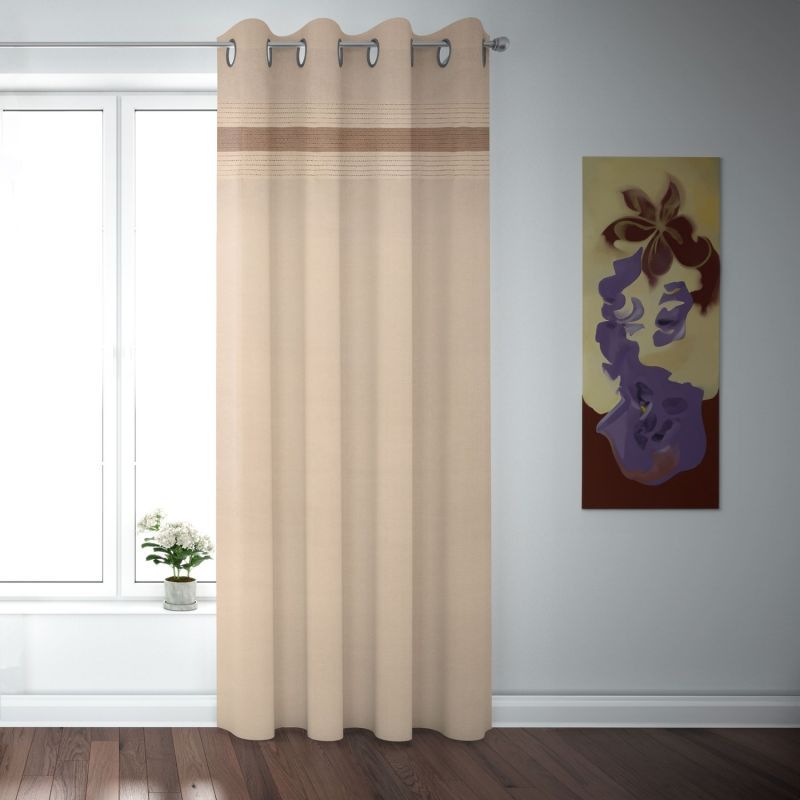 Φωτογραφία από COTTON CURTAIN NATURAL-BEIGE CROCHET 140X260  WITH EYELETS
