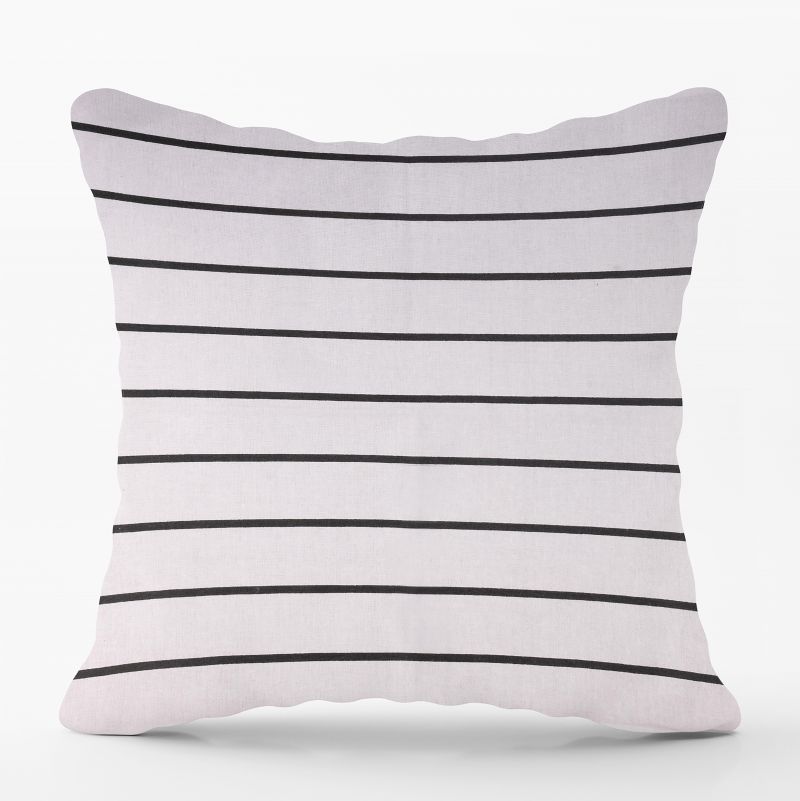Φωτογραφία από  COTTON CUSHION 45Χ45 WHITE WITH THIN BLACK STRIPES ANA BLACK BACK SIDE