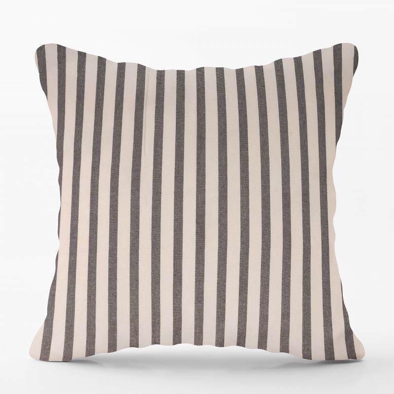 Φωτογραφία από  COTTON CUSHION 60x60 ECRU WITH GREY STRIPES