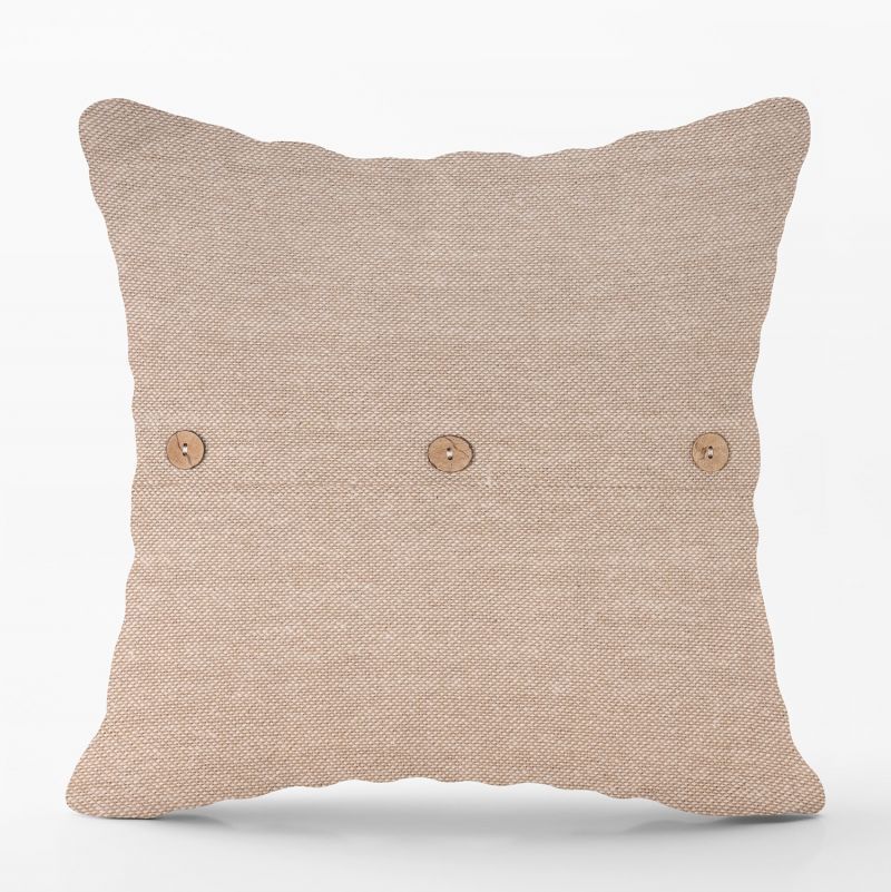 Φωτογραφία από  COTTON CUSHION 40Χ40 SOLID BEIGE WITH WOODEN BUTTONS