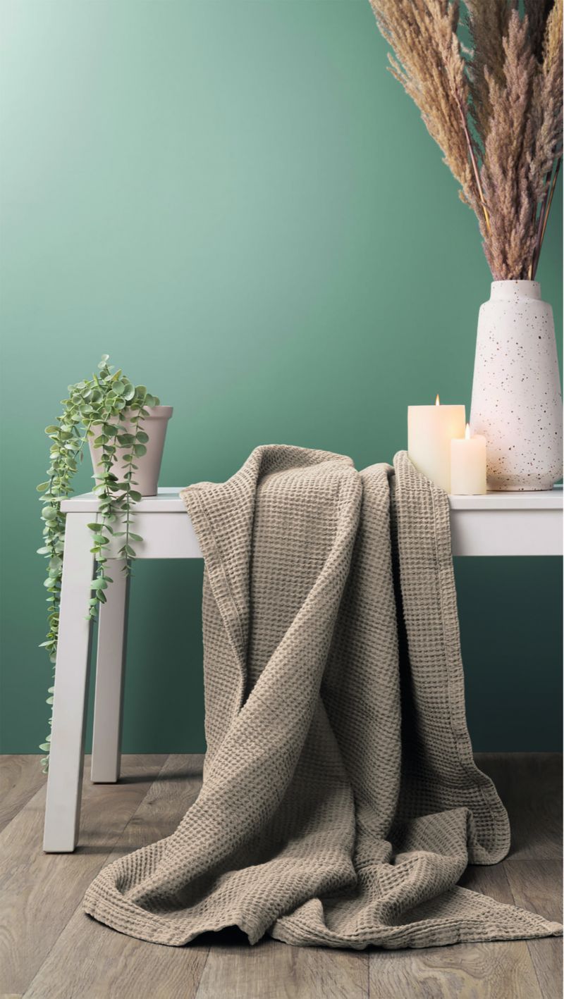 Φωτογραφία από Waffle blanket taupe