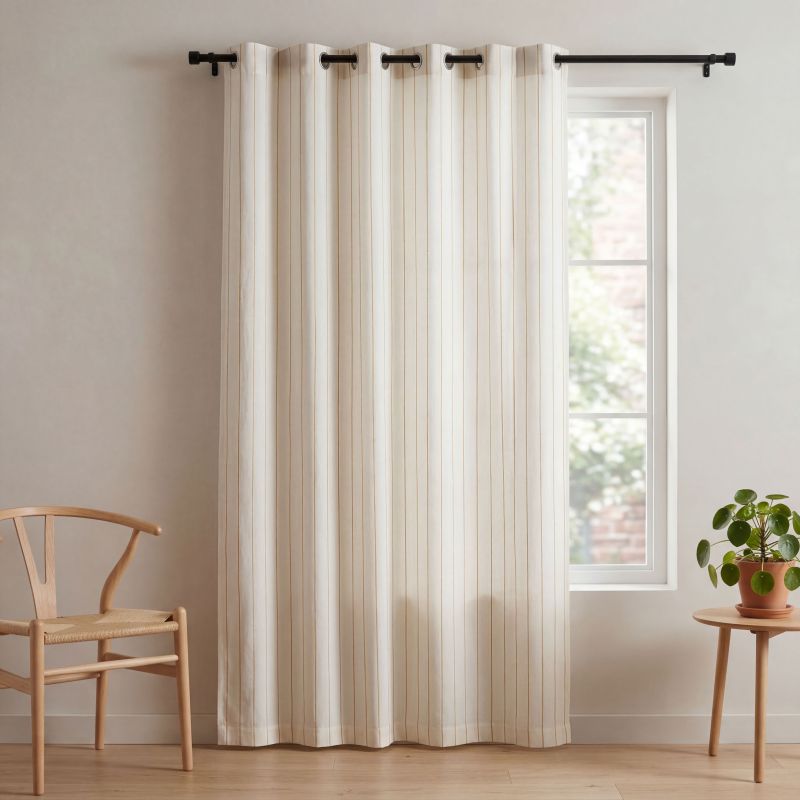 Φωτογραφία από COTTON CURTAIN BOHO BLUE/CAMEL 140Χ270 WITH EYELETS
