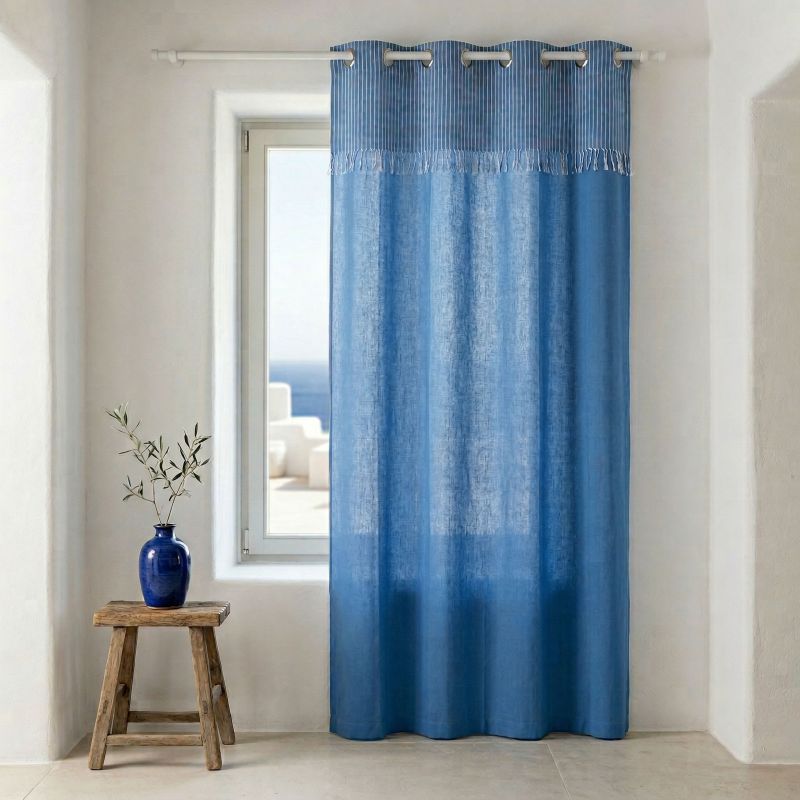 Φωτογραφία από COTTON CURTAIN SKY BLUE 140Χ270 EYELETS