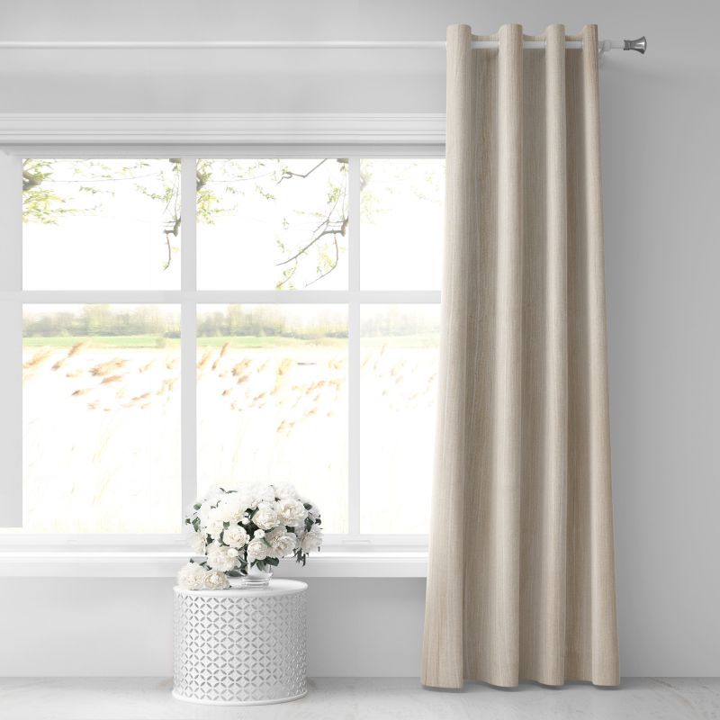 Φωτογραφία από COTTON CURTAIN ECRU WOVEN SLUB WITH WHITE STRIPES 160X280 WITH EYELETS