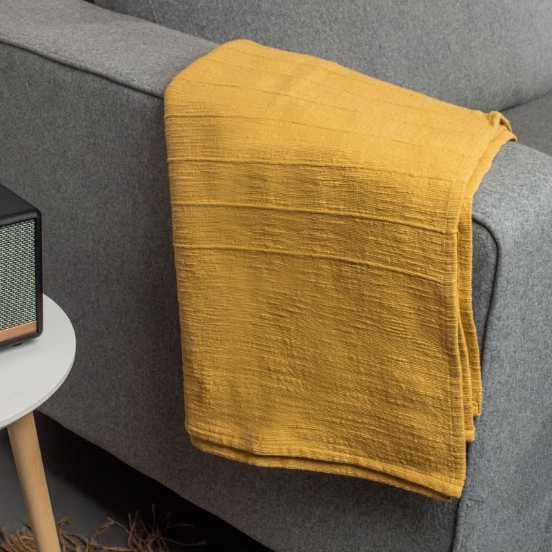 Φωτογραφία από COTTON THROW MUSTARD 160X230