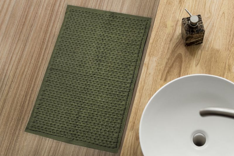 Φωτογραφία από BATHMAT HERRINGBONE OLIVE 50X80