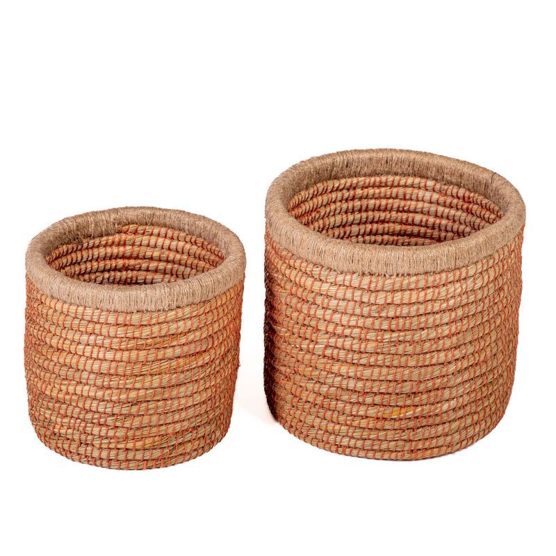 Φωτογραφία από JUTE BASKETS NATURAL&COFFEE  JUTE YARN SET OF 2 25X25cm 20X20cm