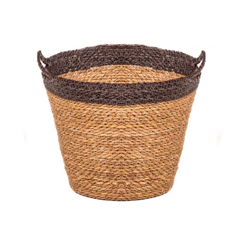 Φωτογραφία από SEAGRASS BASKET NATURAL WITH TOP DARK GREY 28X19X22cm